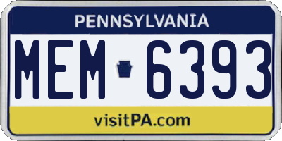 PA license plate MEM6393