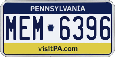 PA license plate MEM6396