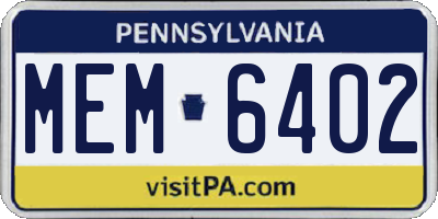 PA license plate MEM6402
