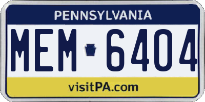 PA license plate MEM6404