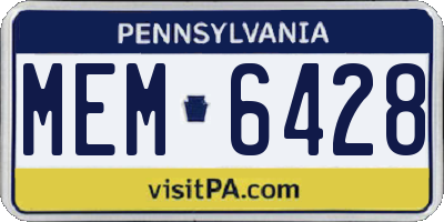 PA license plate MEM6428
