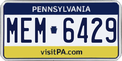 PA license plate MEM6429