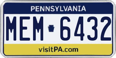 PA license plate MEM6432