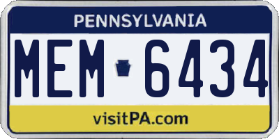PA license plate MEM6434