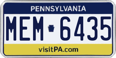 PA license plate MEM6435