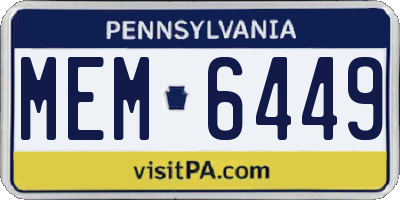 PA license plate MEM6449