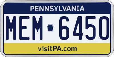PA license plate MEM6450