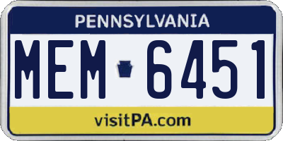 PA license plate MEM6451