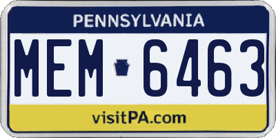PA license plate MEM6463