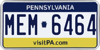 PA license plate MEM6464