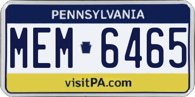 PA license plate MEM6465