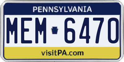 PA license plate MEM6470