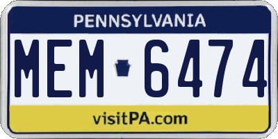 PA license plate MEM6474