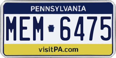 PA license plate MEM6475