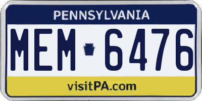 PA license plate MEM6476