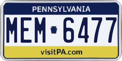 PA license plate MEM6477