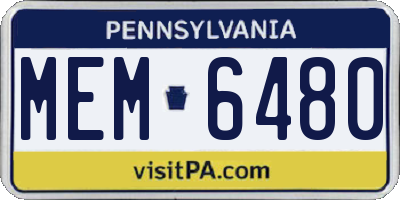 PA license plate MEM6480