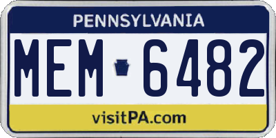PA license plate MEM6482