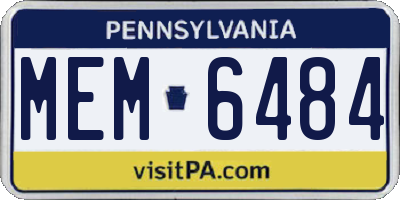 PA license plate MEM6484
