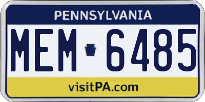 PA license plate MEM6485