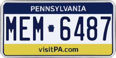 PA license plate MEM6487