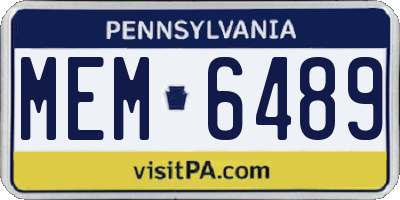PA license plate MEM6489