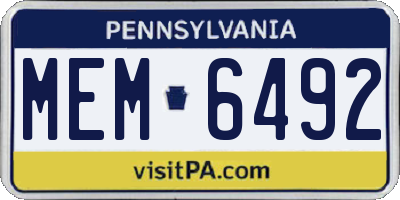 PA license plate MEM6492