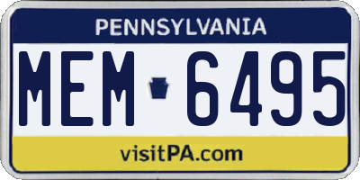 PA license plate MEM6495