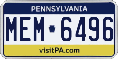 PA license plate MEM6496