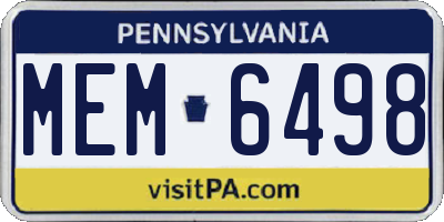 PA license plate MEM6498