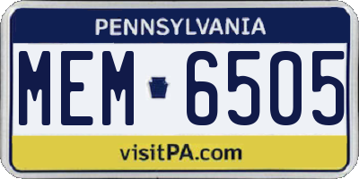 PA license plate MEM6505