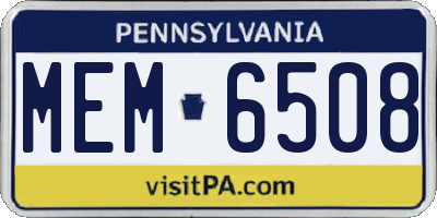 PA license plate MEM6508