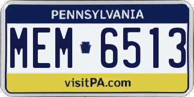 PA license plate MEM6513