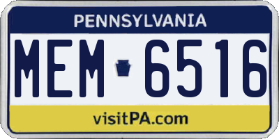 PA license plate MEM6516