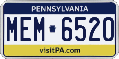 PA license plate MEM6520