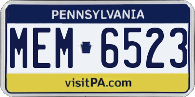 PA license plate MEM6523