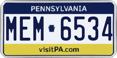 PA license plate MEM6534