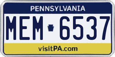 PA license plate MEM6537