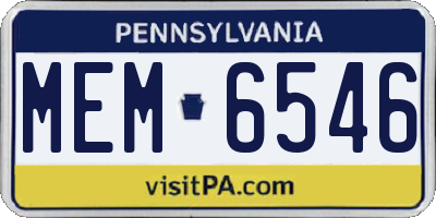 PA license plate MEM6546