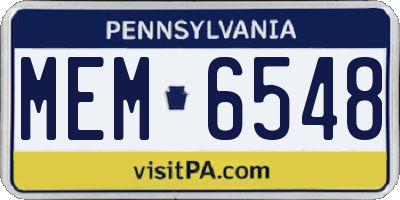 PA license plate MEM6548