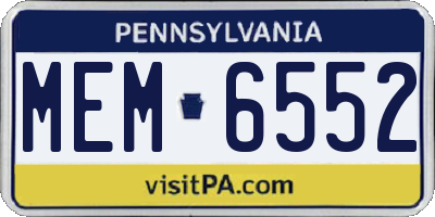 PA license plate MEM6552