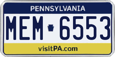 PA license plate MEM6553