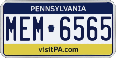 PA license plate MEM6565