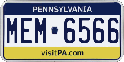 PA license plate MEM6566