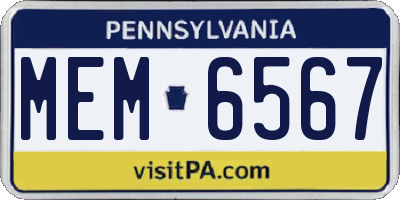 PA license plate MEM6567