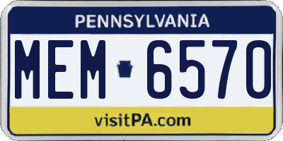 PA license plate MEM6570