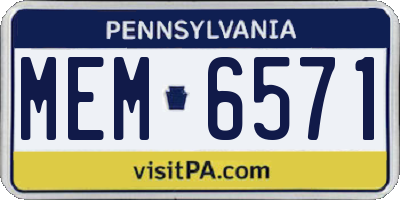 PA license plate MEM6571