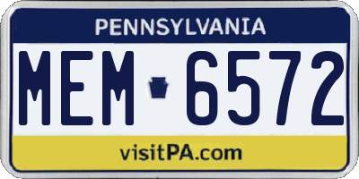 PA license plate MEM6572