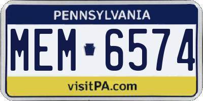 PA license plate MEM6574