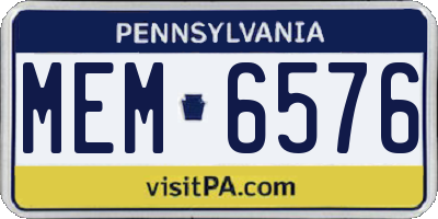 PA license plate MEM6576